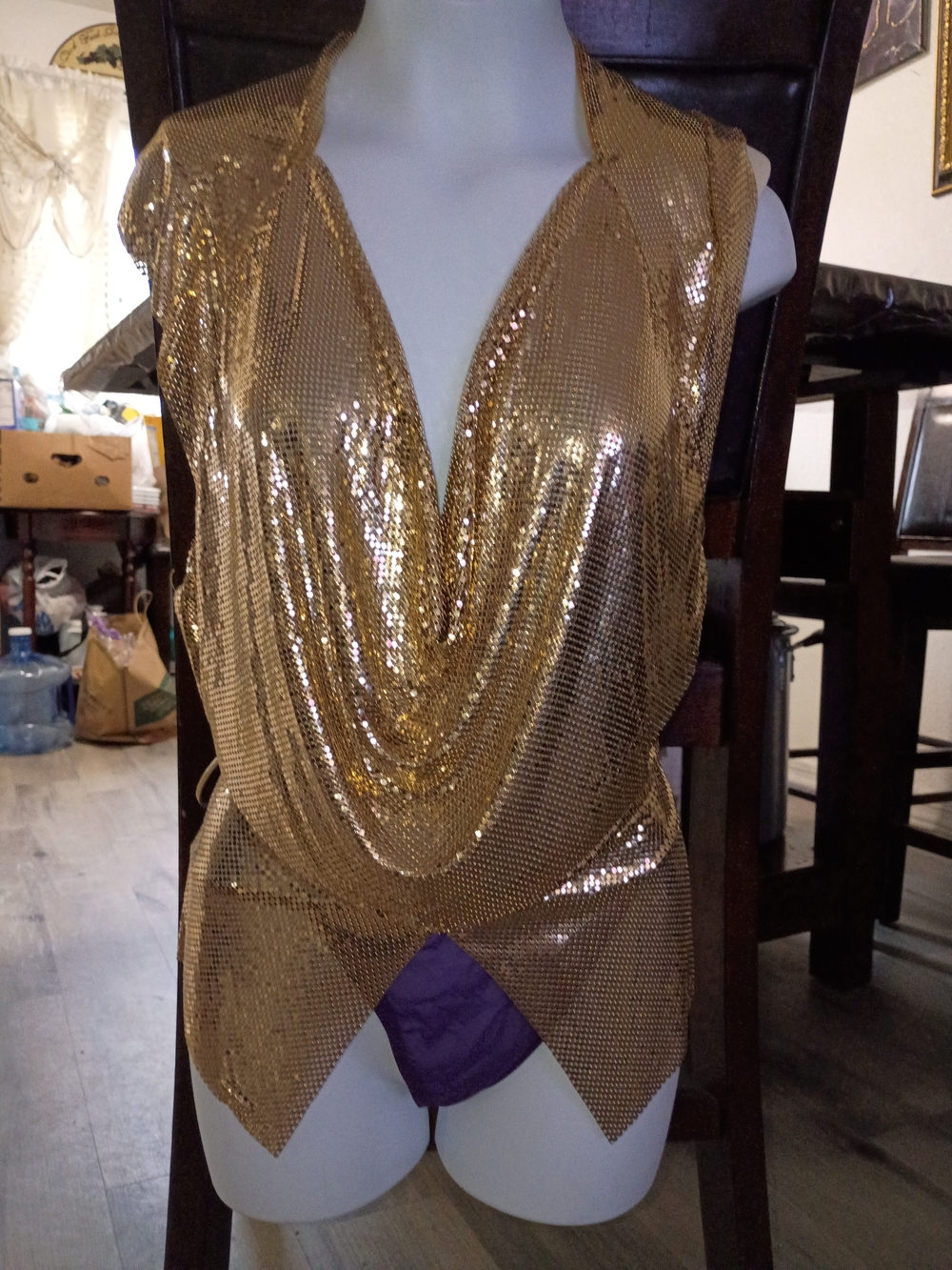 Vintage 1970s Whiting & Davis Gold metal Mesh Top
